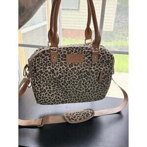 Kayond Leopard Print Laptop Case Tote Removable Shoulder Strap+Pockets Work Bag